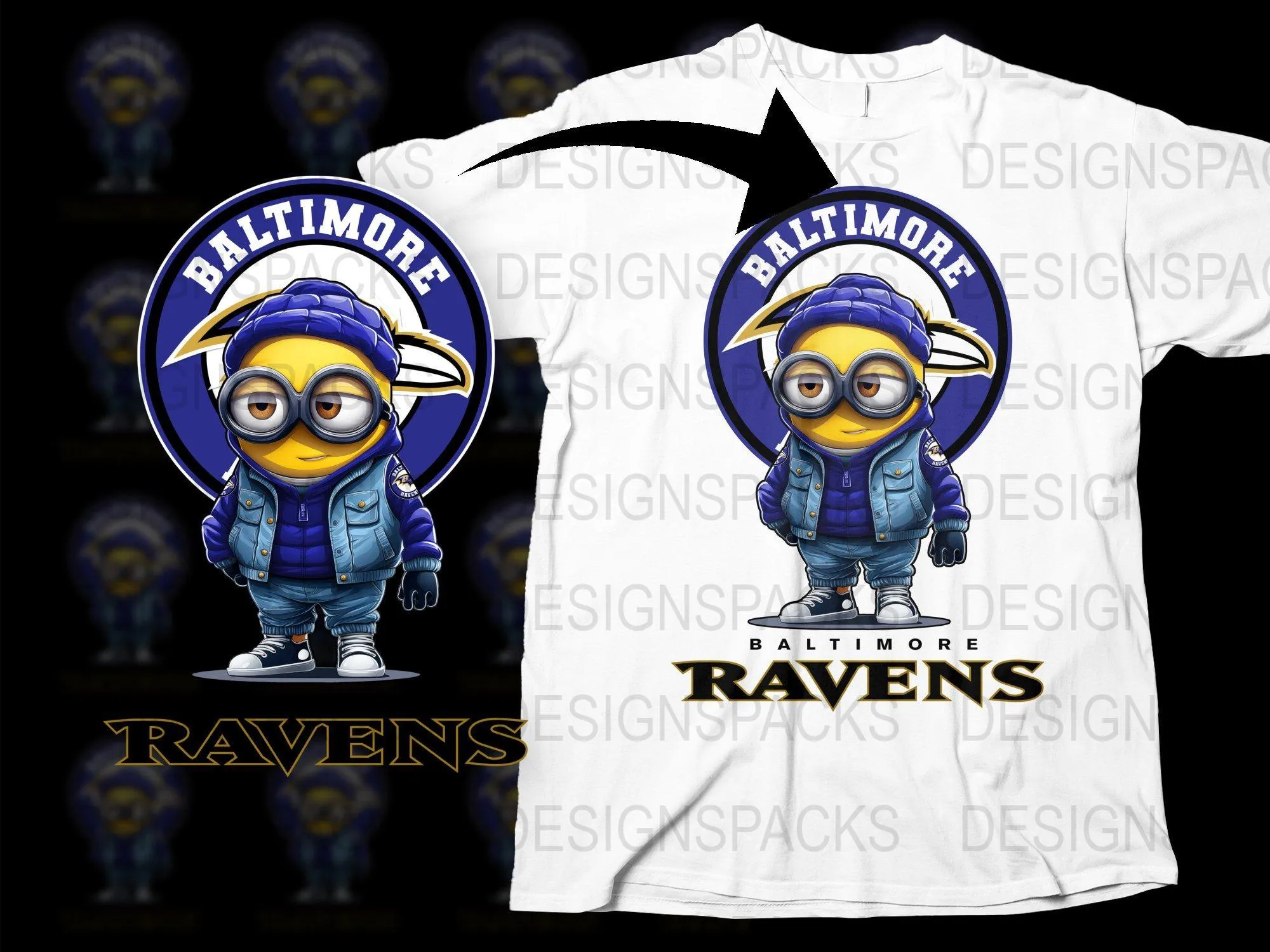 Baltimore Ravens Minion Character Design Png Digital Download