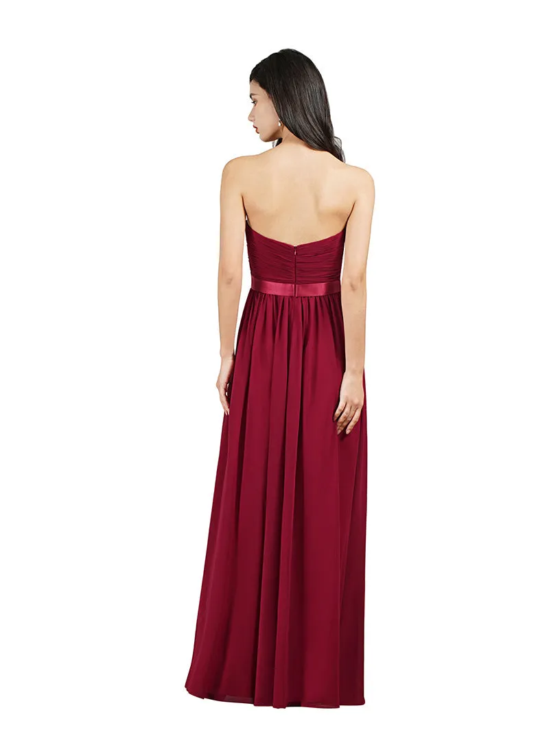 Biztunnel Long A-line Strapless Chiffon Bridesmaid Dress with Draped