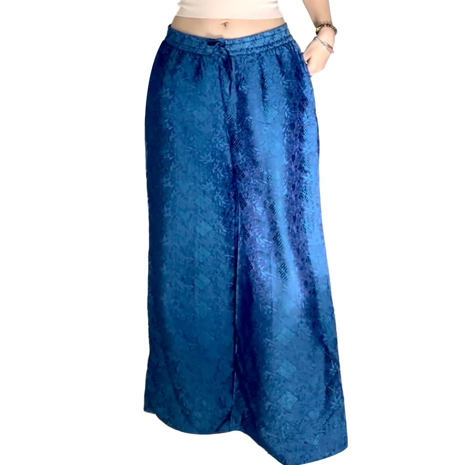 Blue Relaxed Wide Leg Pants