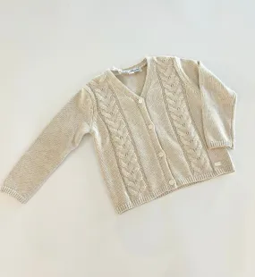 Cardigan - Taupe Cotton Cable Knit