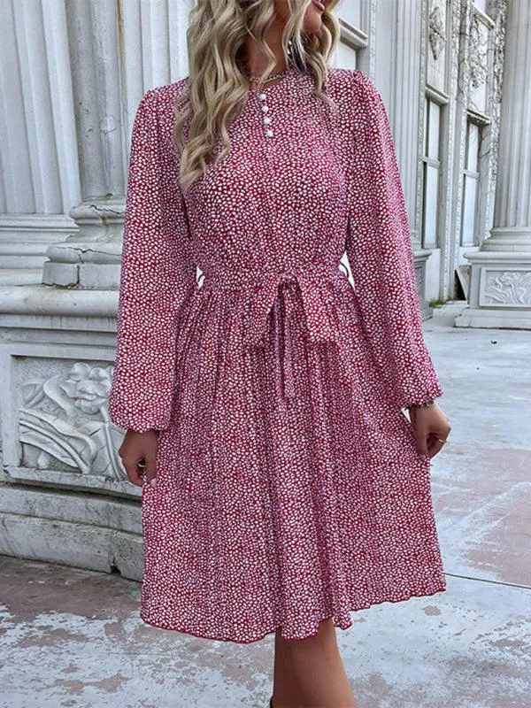 Chic Polka Dot Long Sleeve Dress for Women - Effortless Elegance