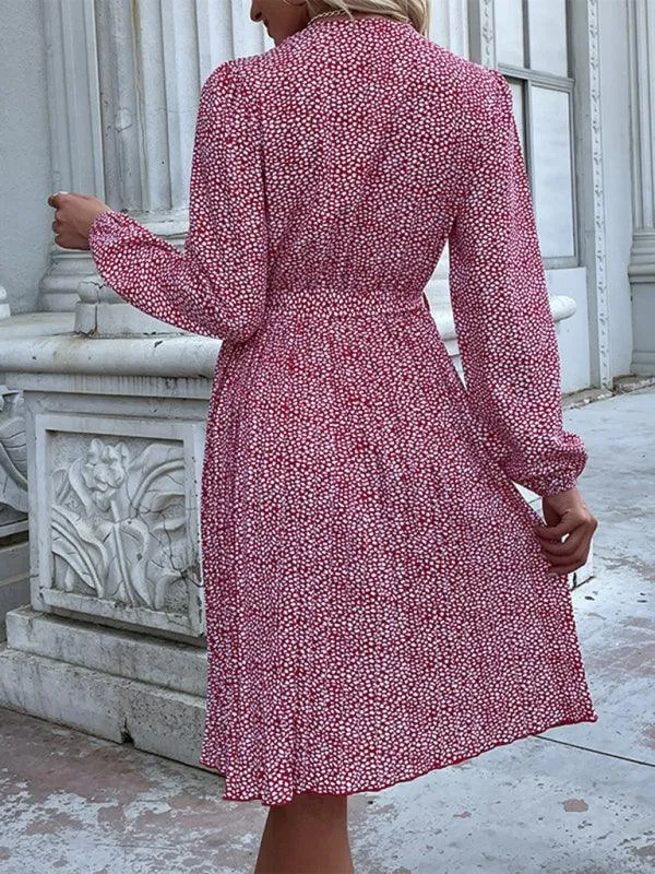 Chic Polka Dot Long Sleeve Dress for Women - Effortless Elegance