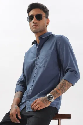 Dark Teal Regular Fit Plain Full Sleeve Shirt