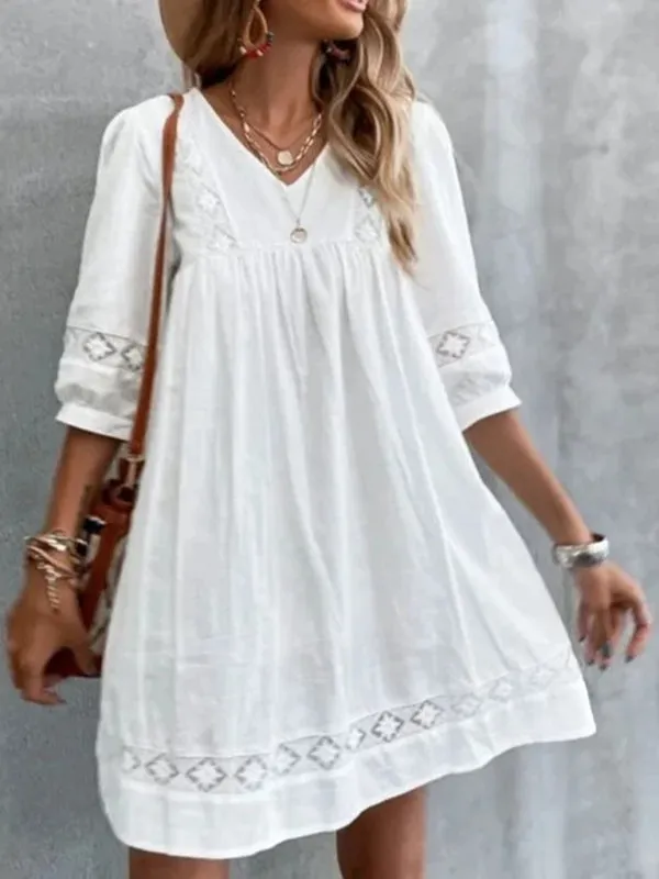 Effortless Charm: Women's Vacation Cotton Beach Mini Dress