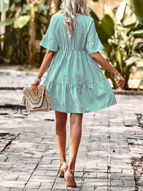 Flirty and Fun: Striped Mini Dress for Effortless Summer Style（without belt）