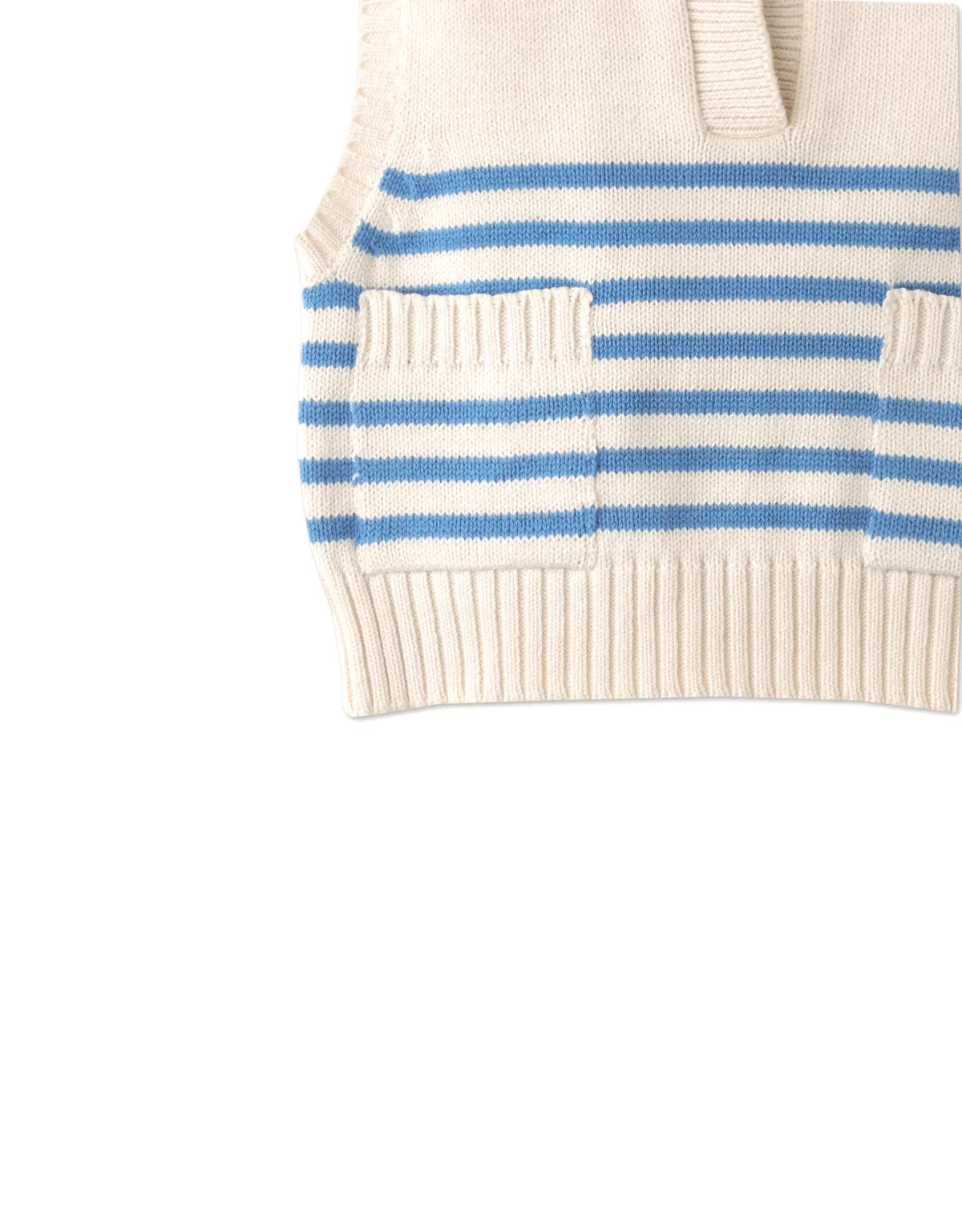 GIRLS STRIPES FULLY FASHIONED KNITTED COLLARED TOP