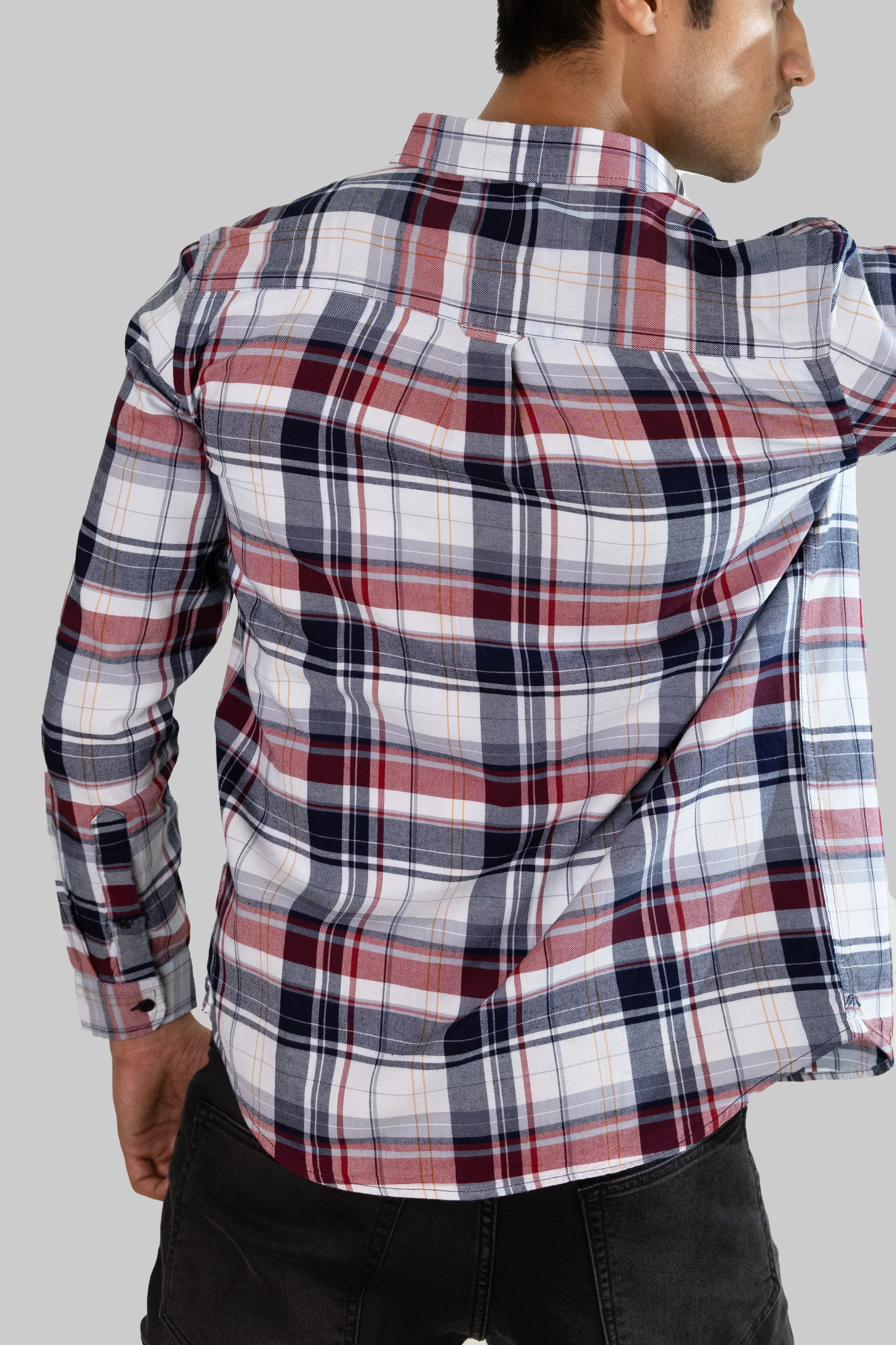 Gridline Checkered Shirt - Blue x Red