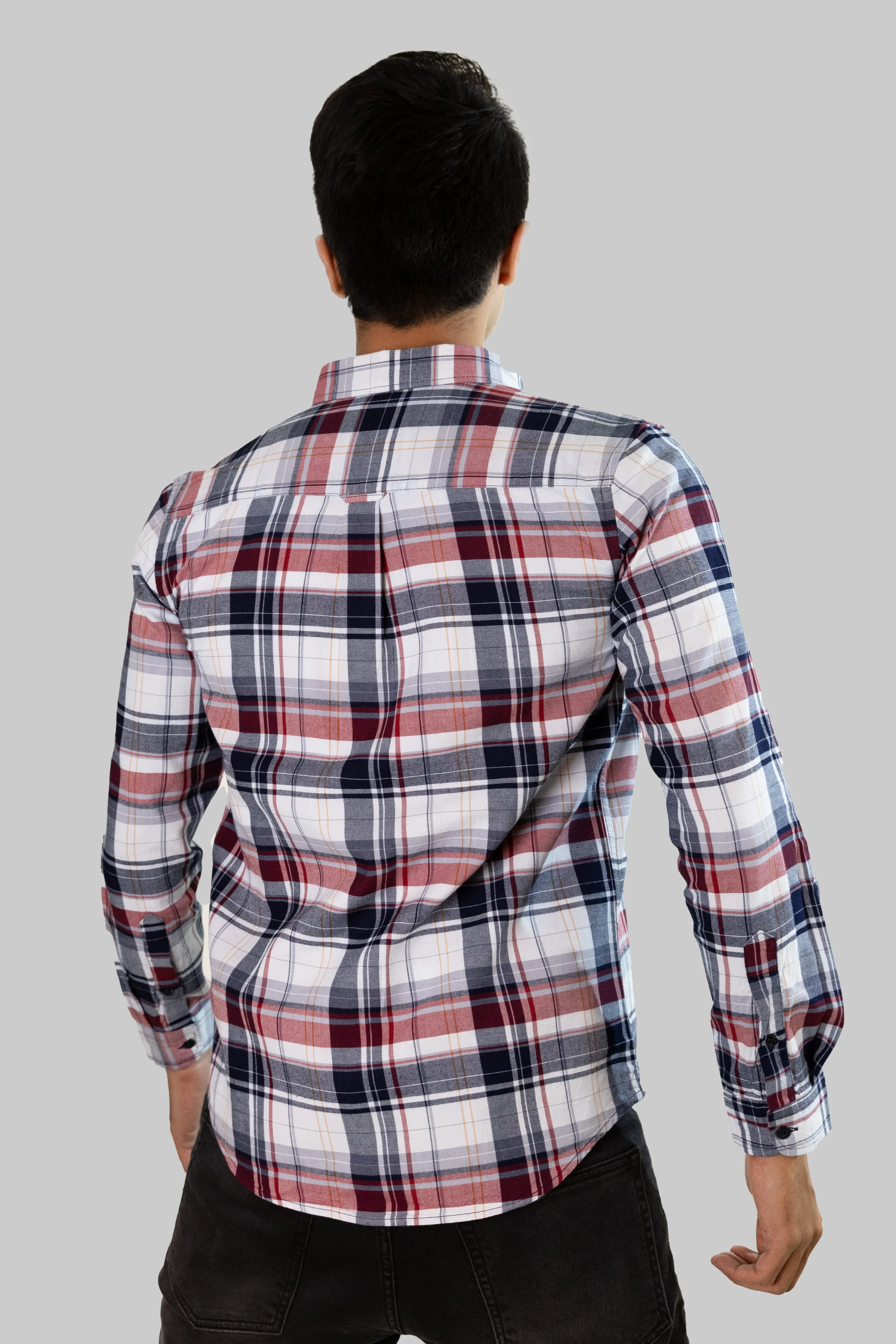 Gridline Checkered Shirt - Blue x Red