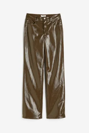 H&M Coated trousers, dark brown