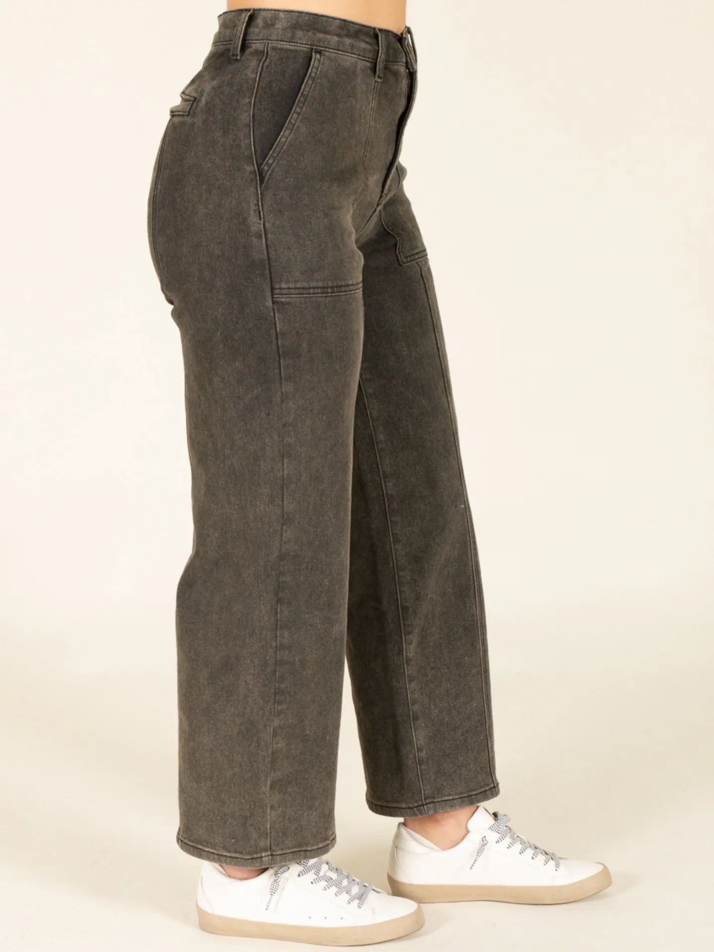 High-Waisted Relaxed Fit Black Jeans