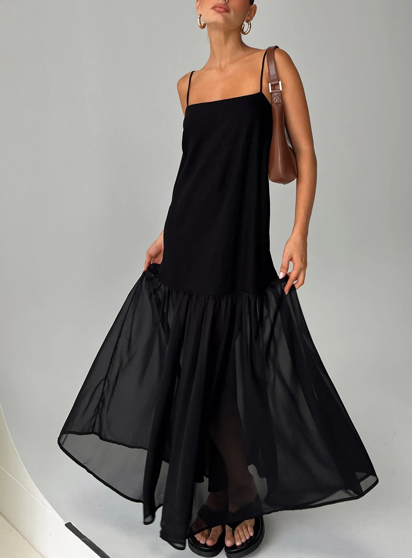 Iskra Drop Waist Maxi Dress Black