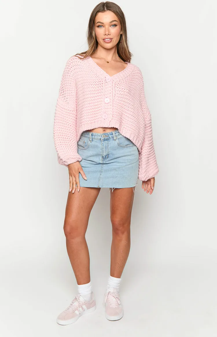 Jen Light Pink Knit Cardigan