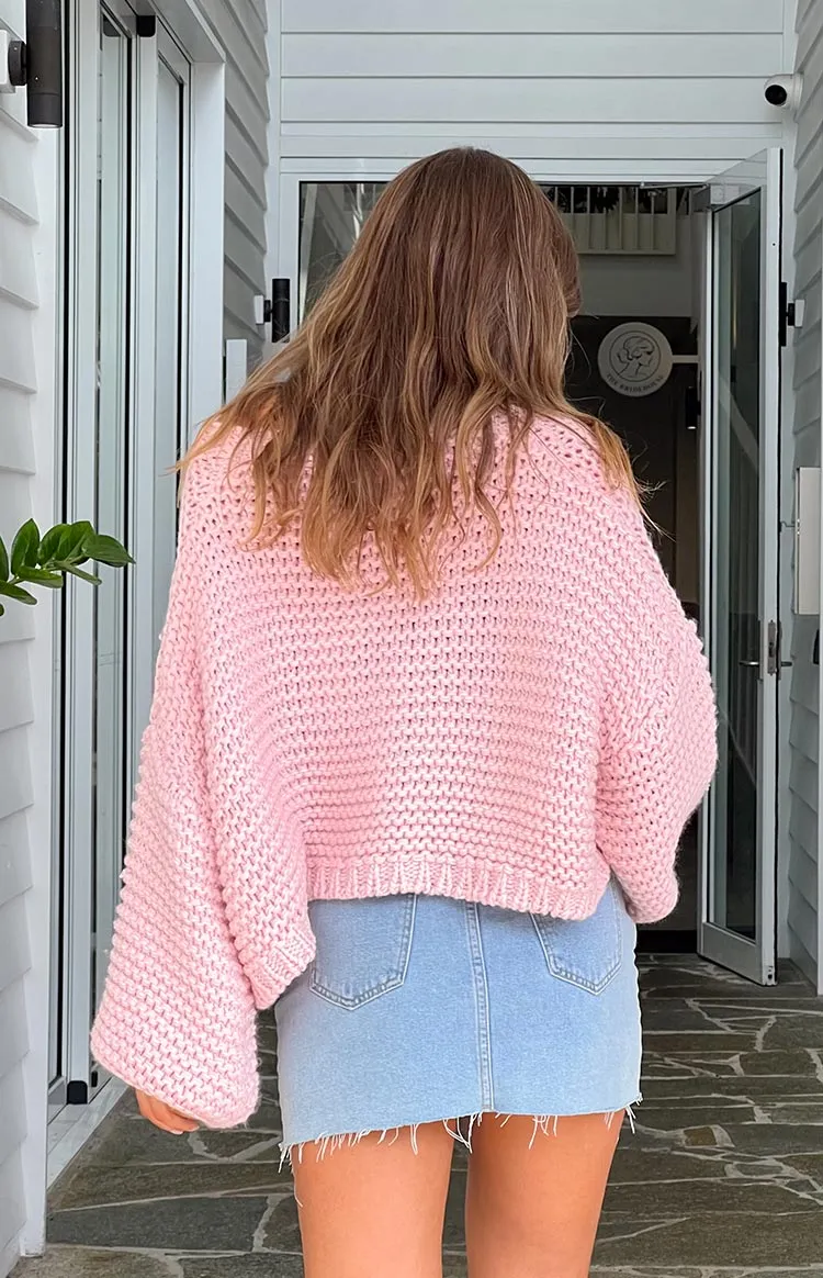 Jen Light Pink Knit Cardigan