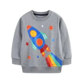 Kids Clothes Fall Spring Toddler Baby Boys Children's Clothing Cartoon Rockets Sports Sweatshirts Tops