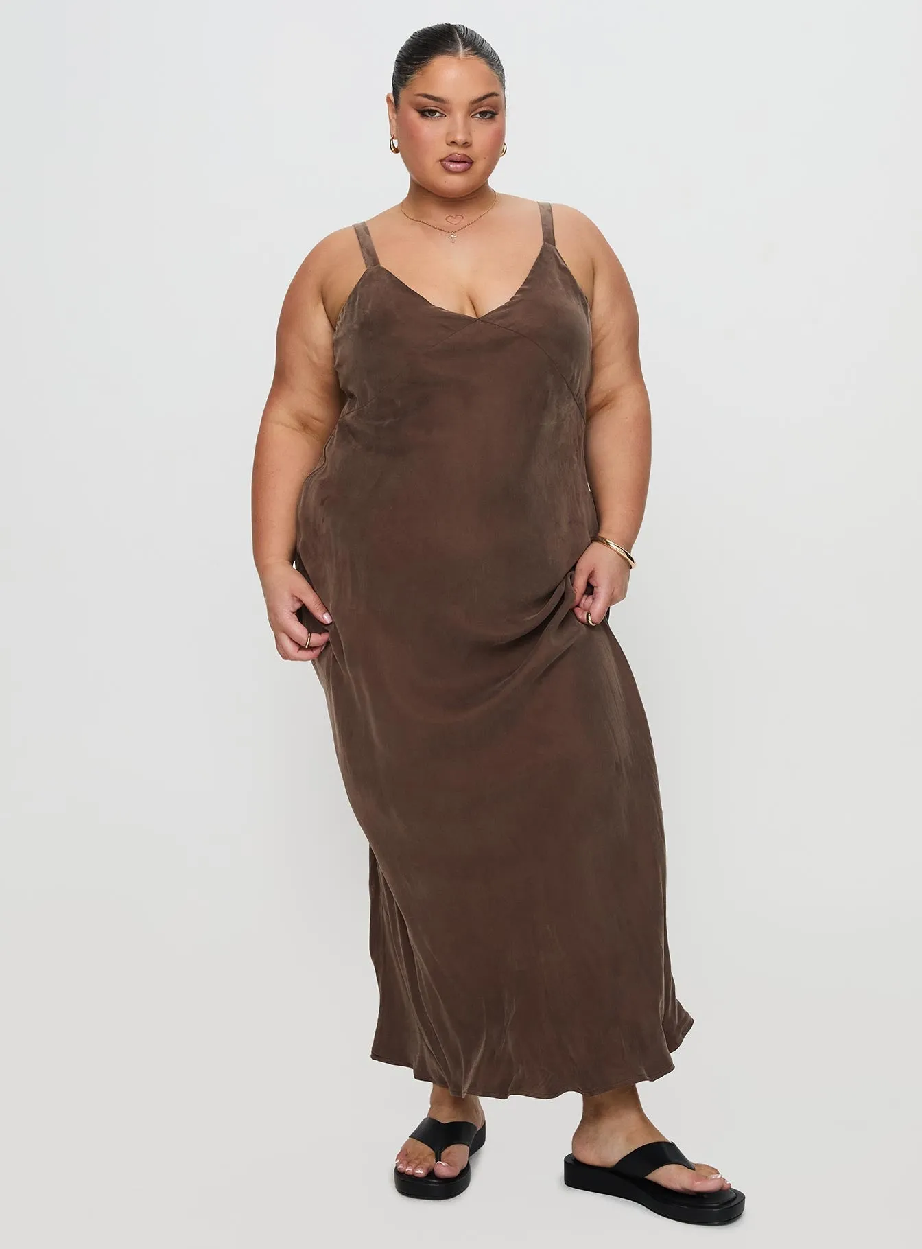 Laurette Maxi Dress Brown Curve