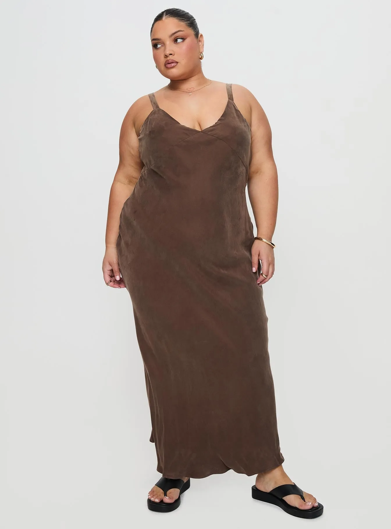 Laurette Maxi Dress Brown Curve