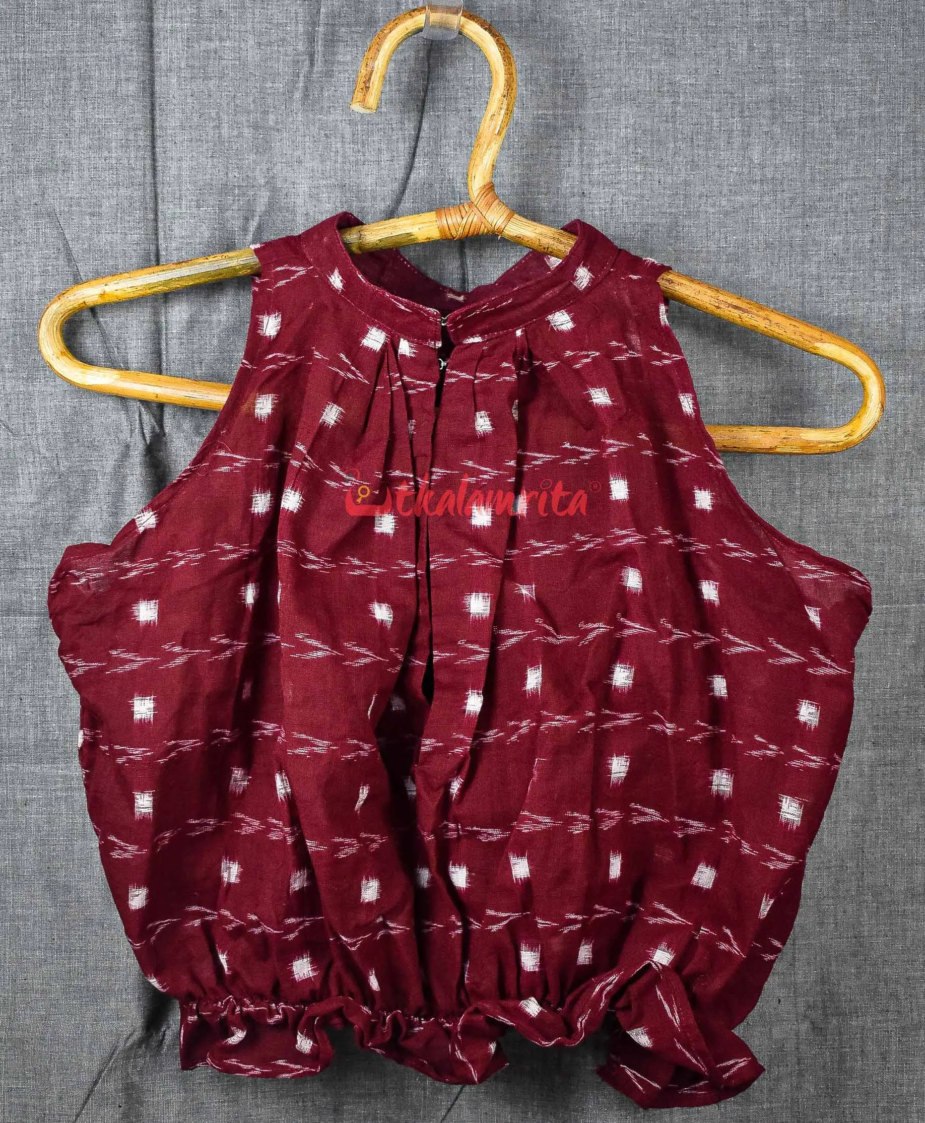 Maroon Highneck Croptop (Blouse)