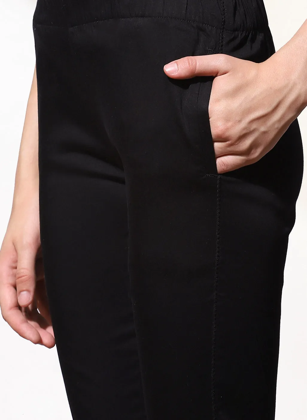 Mia Dark Black Relaxed Fit Pants for Women