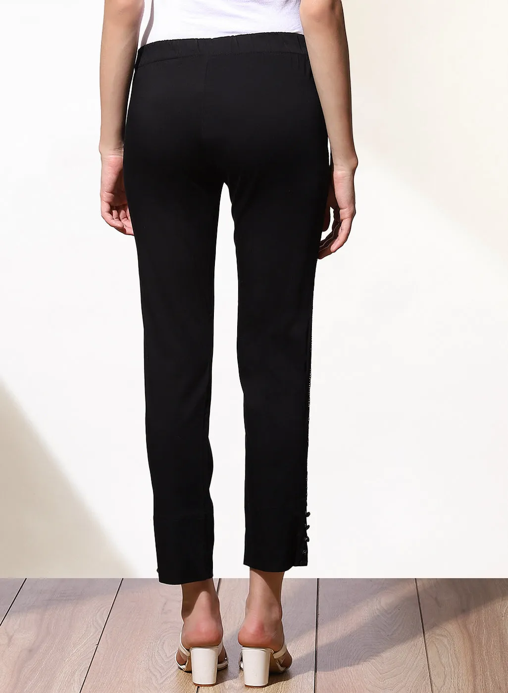 Mia Dark Black Relaxed Fit Pants for Women