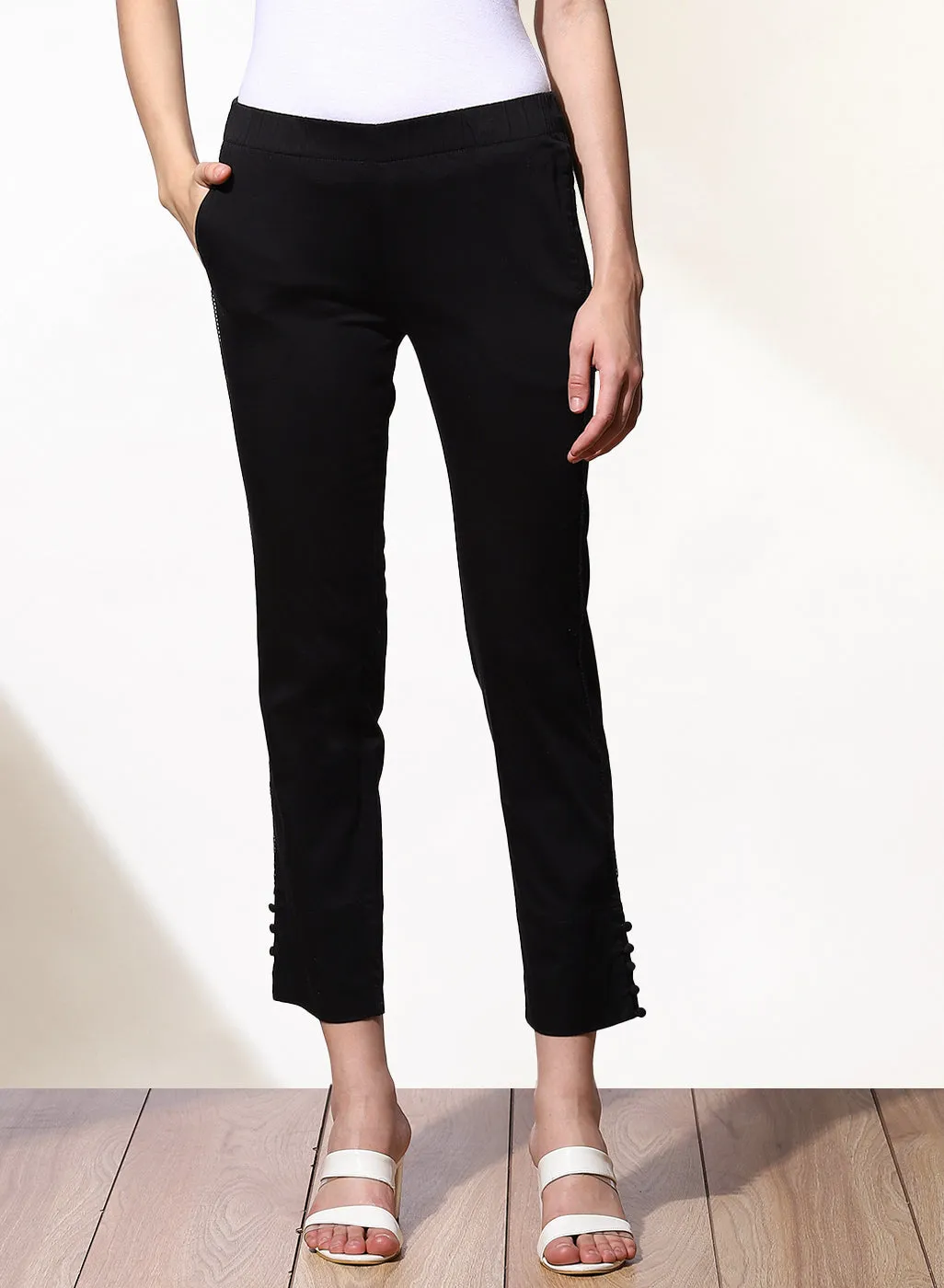 Mia Dark Black Relaxed Fit Pants for Women