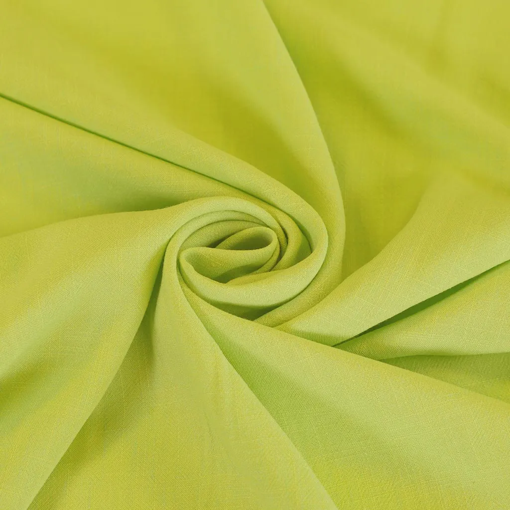 Mons - Bitter Lime Green Viscose Linen Woven Fabric - 2.4m Remnant