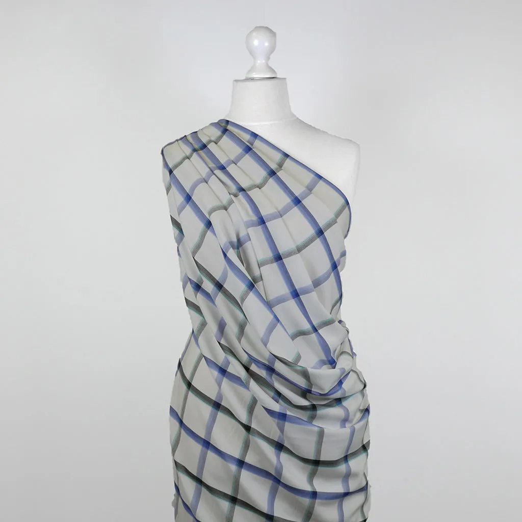 Nairn - Blue Yarn Dyed Asymmetrical Plaid Woven Fabric Sample