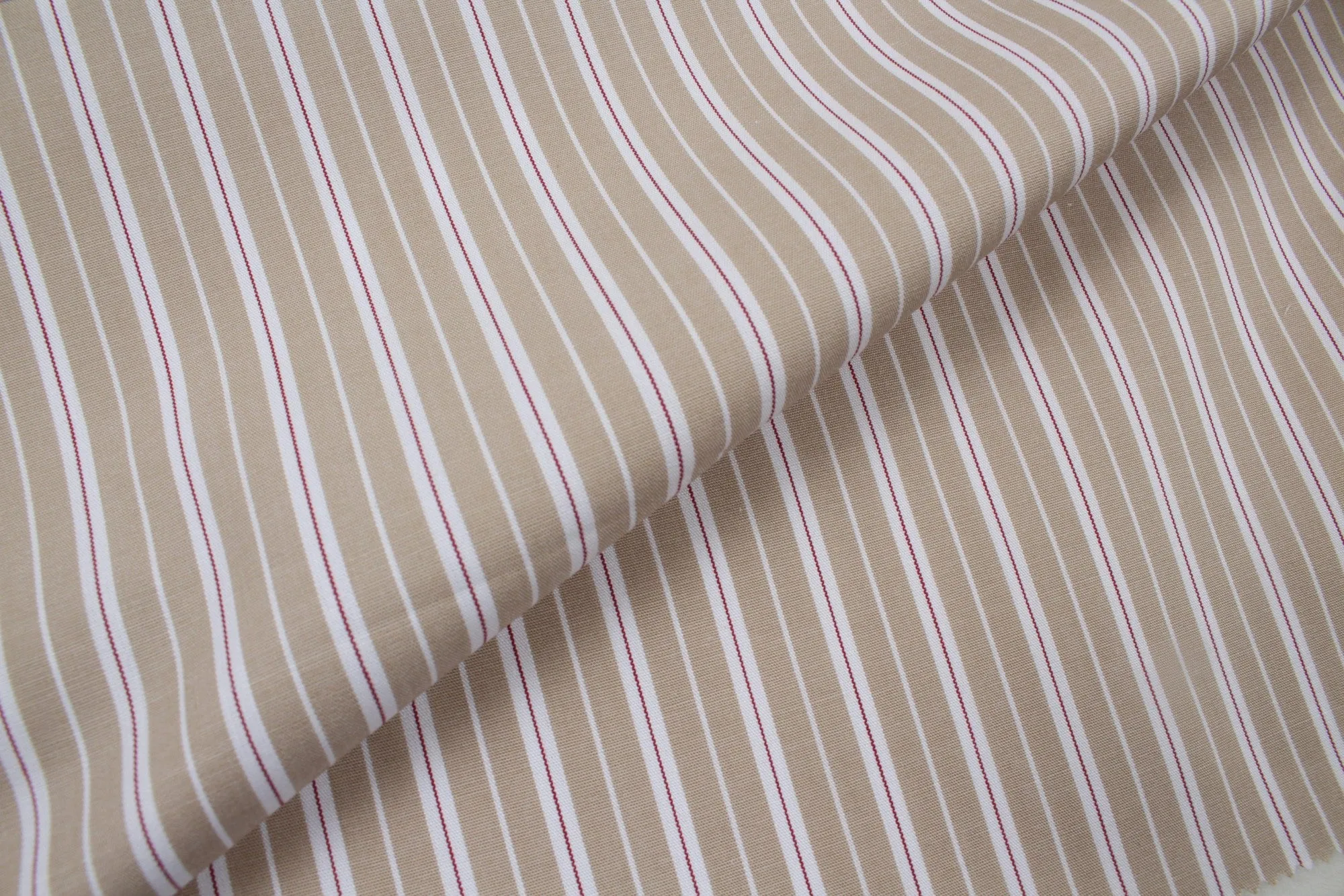 Organic Cotton Poplin Stripes - Beige - 3 Variants Available