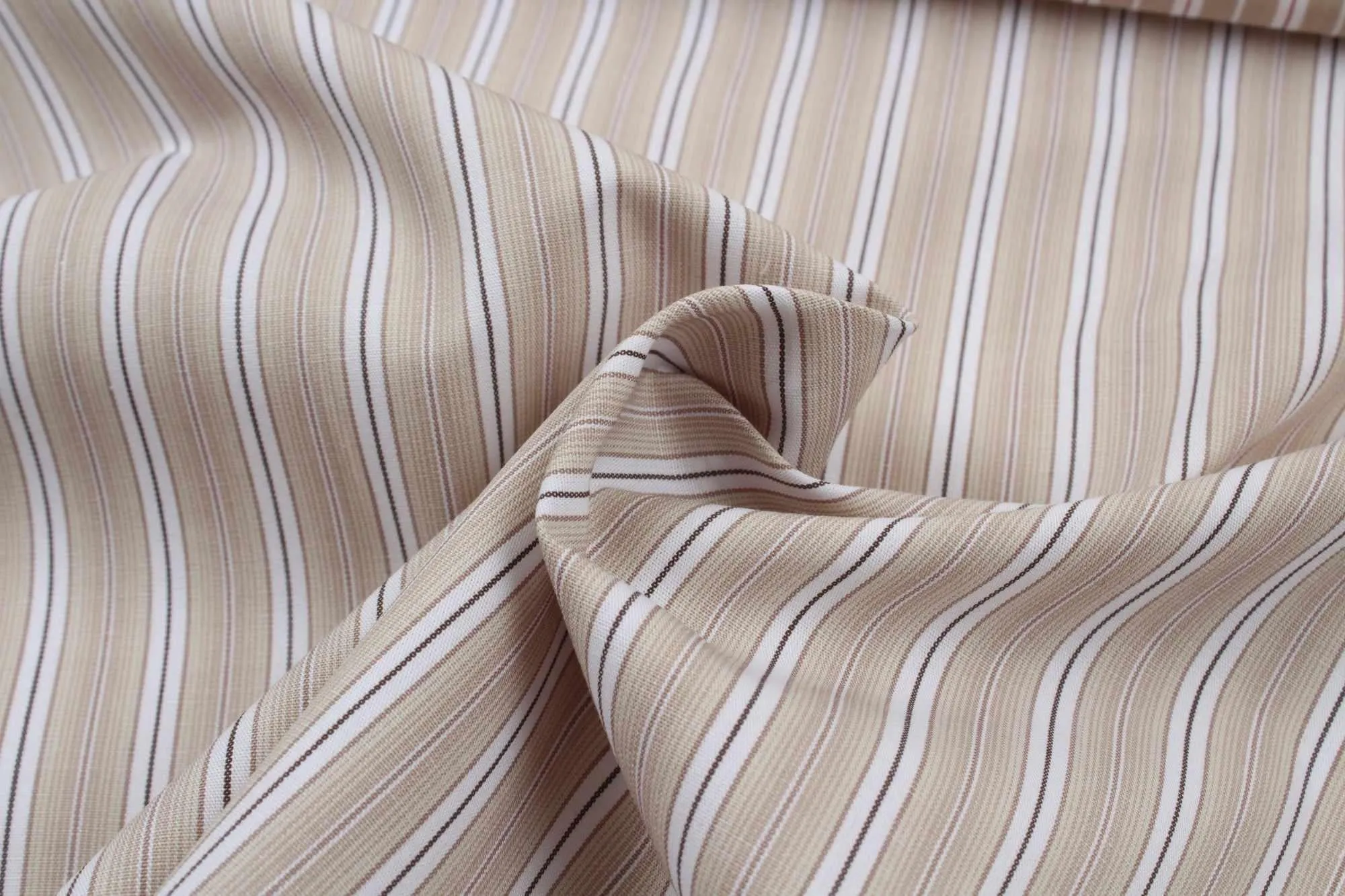 Organic Cotton Poplin Stripes - Beige - 3 Variants Available