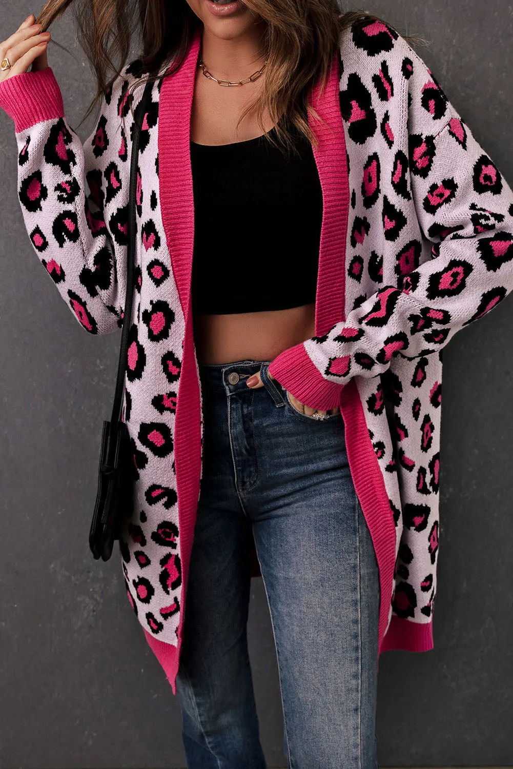 Pink Leopard Cardigan