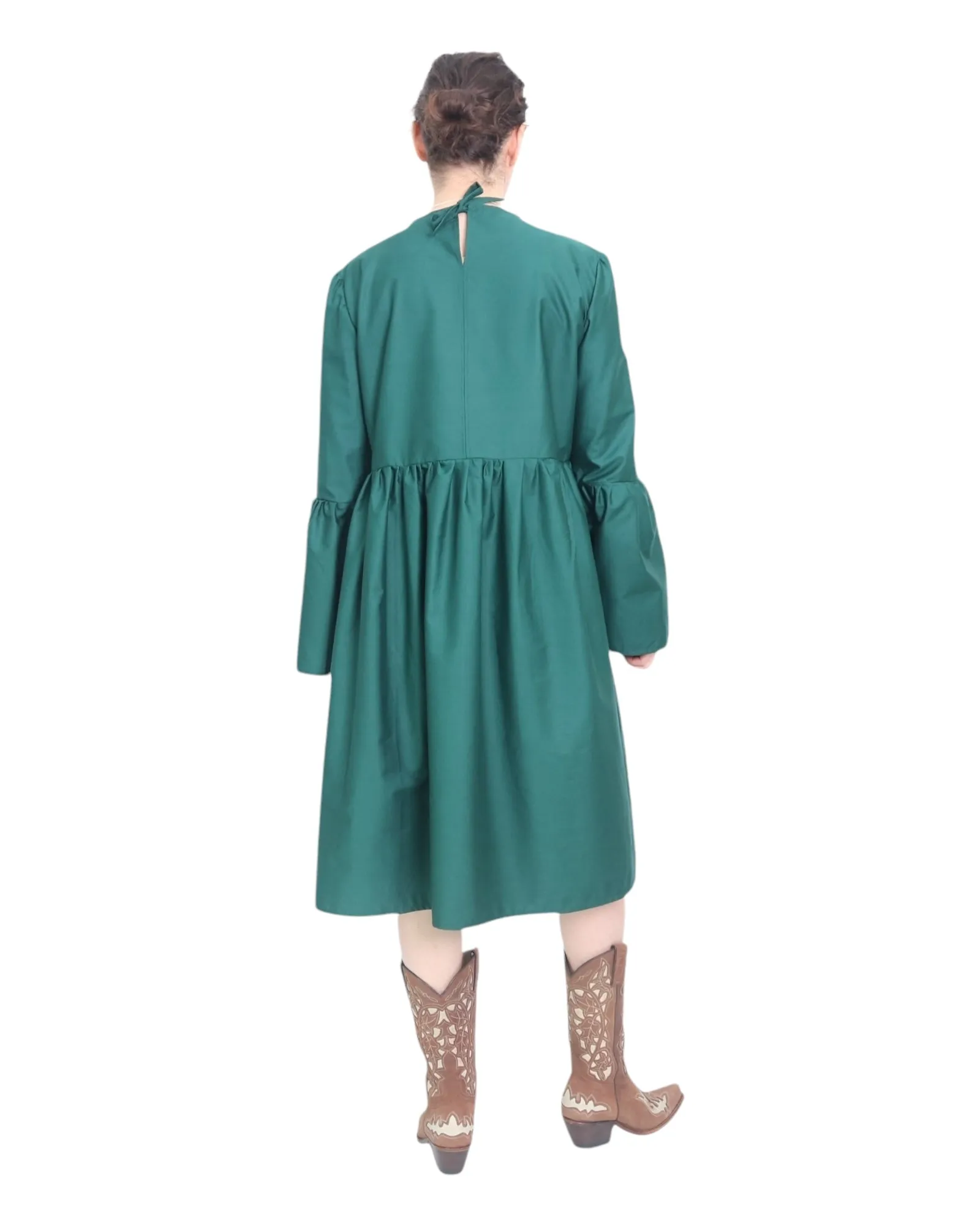 Tiered Midi Dress in Green Emerald