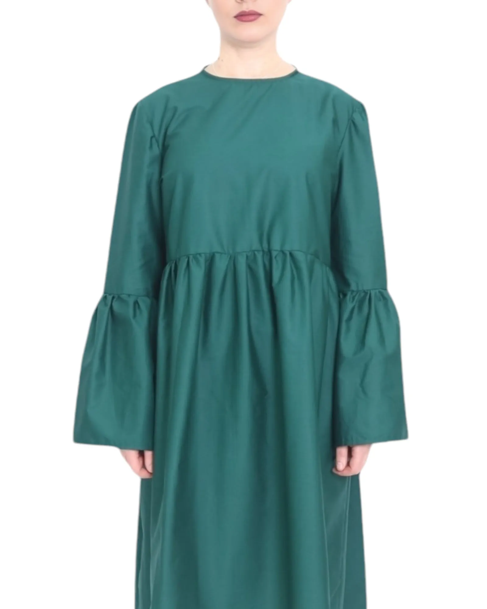 Tiered Midi Dress in Green Emerald