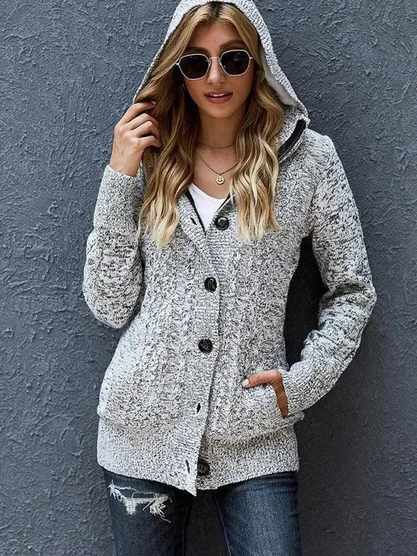 Warm Casual Hooded Cardigan Sweater