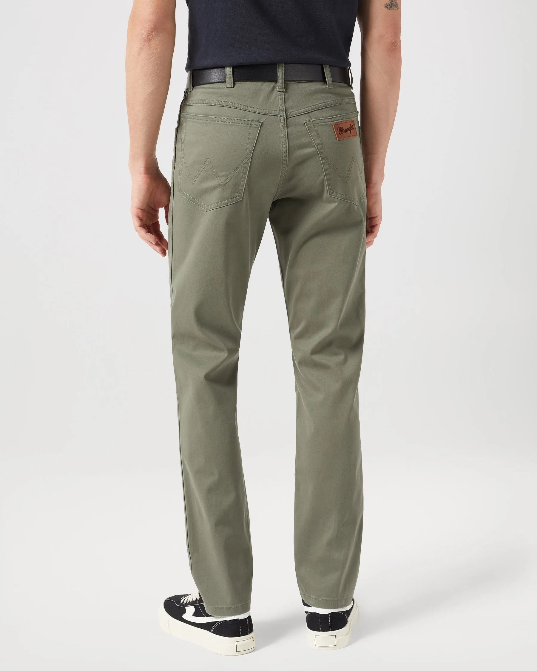 Wrangler Texas SLIM Mens Cotton Satin Trousers - Dusty Olive