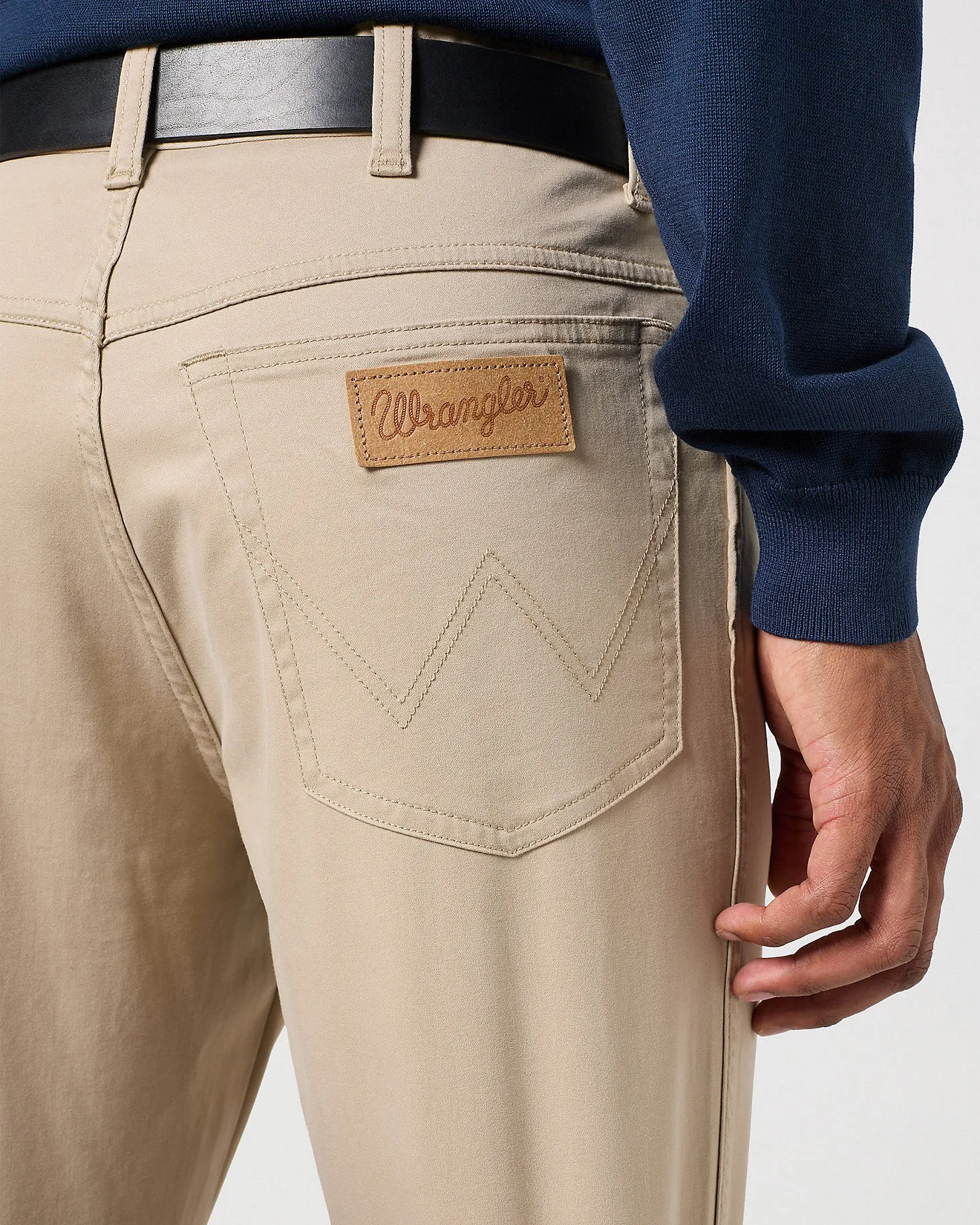 Wrangler Texas SLIM Mens Cotton Satin Trousers - Plaza Taupe